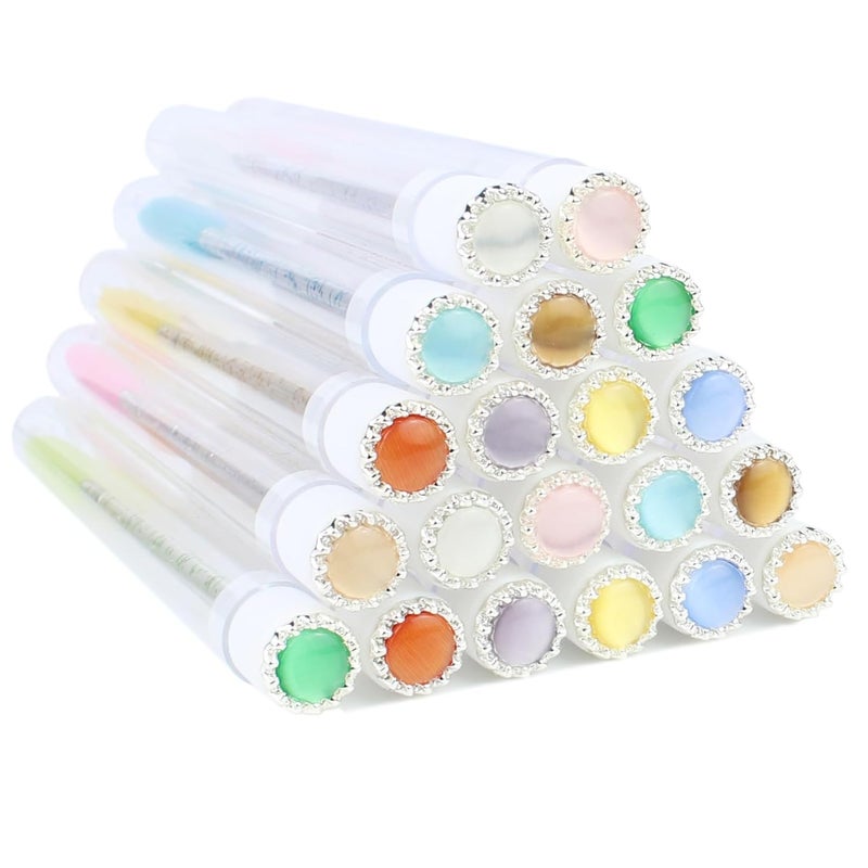 SenRocc 20pcs Mascara Wands Tube Reusable Lash Spoolies Pearl Silver Tube Eyelash Brush Tubes Spoolies Lash Extension Brushes Applicators Makeup Tools (CatE-Silver-MlX) - Image 1